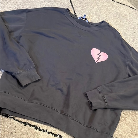 Wildfox i wish it was saturday Charcoal Sweatshirt with Pink Accents L - Picture 3 of 6